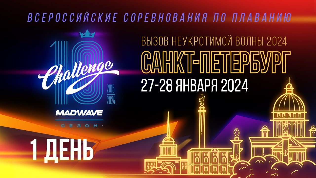Всероссийские соревнования по плаванию Mad Wave Challenge 2024, Санкт-Петербург 1 день