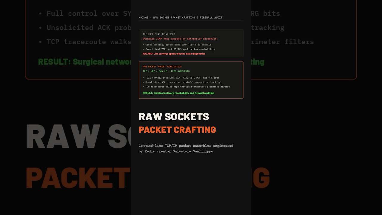 Hping3 in 60s: Craft Custom TCP/IP Packets ⚡ #Shorts