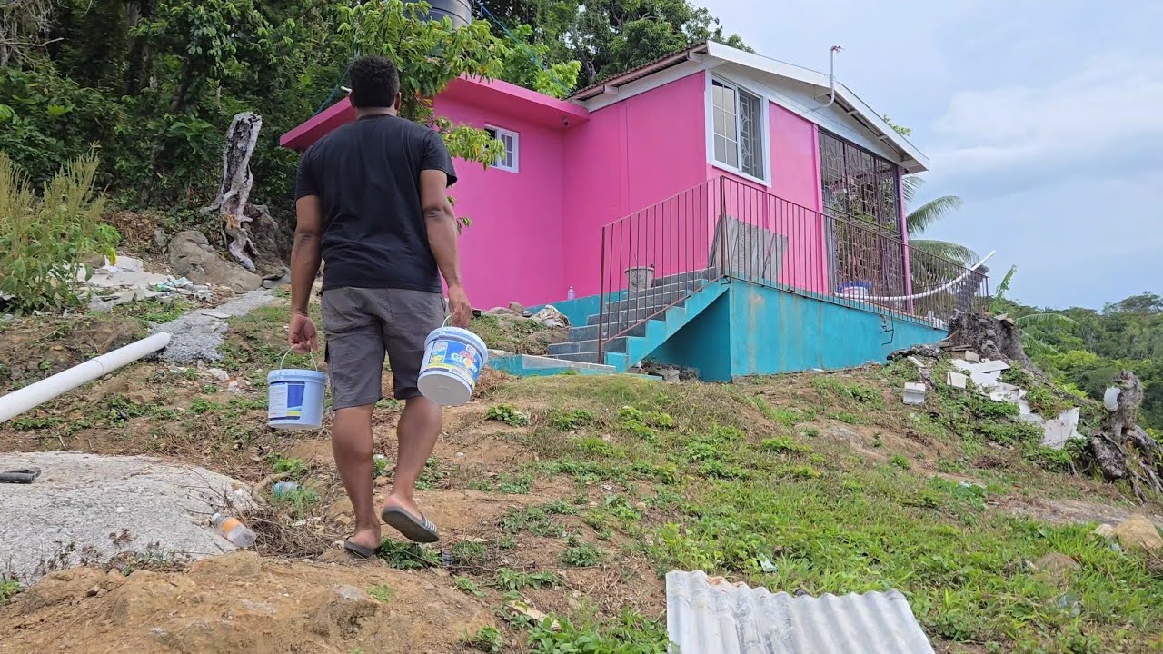 Putting up the lights in the pink house | beautiful recess lights | repaint in progress 