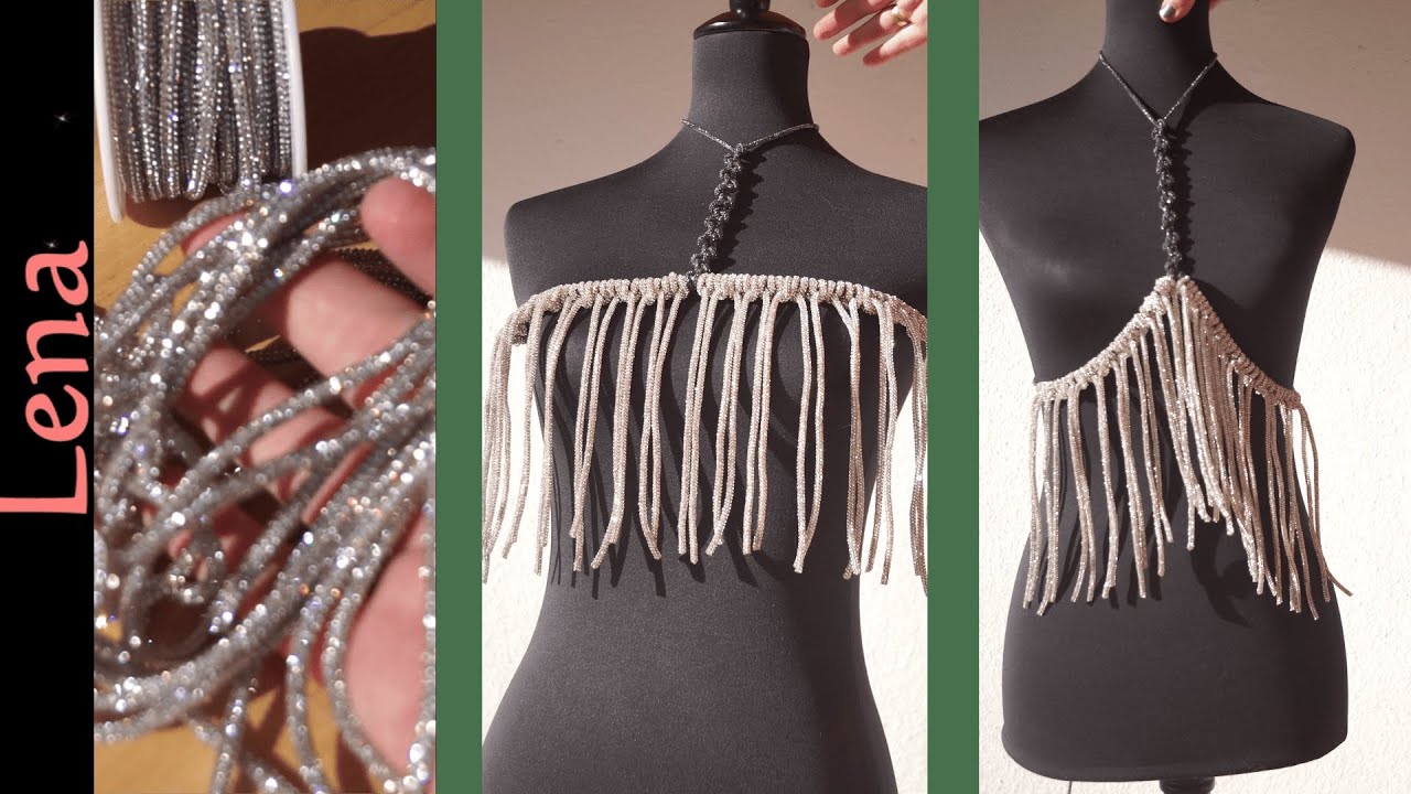 𝗠𝗮𝗰𝗿𝗮𝗺𝗲 with 𝗟𝗲𝗻𝗮 💎 Rhinestone top with fringes 💎 Makramee Top mit Fransen 💎 топ из стразового шнура