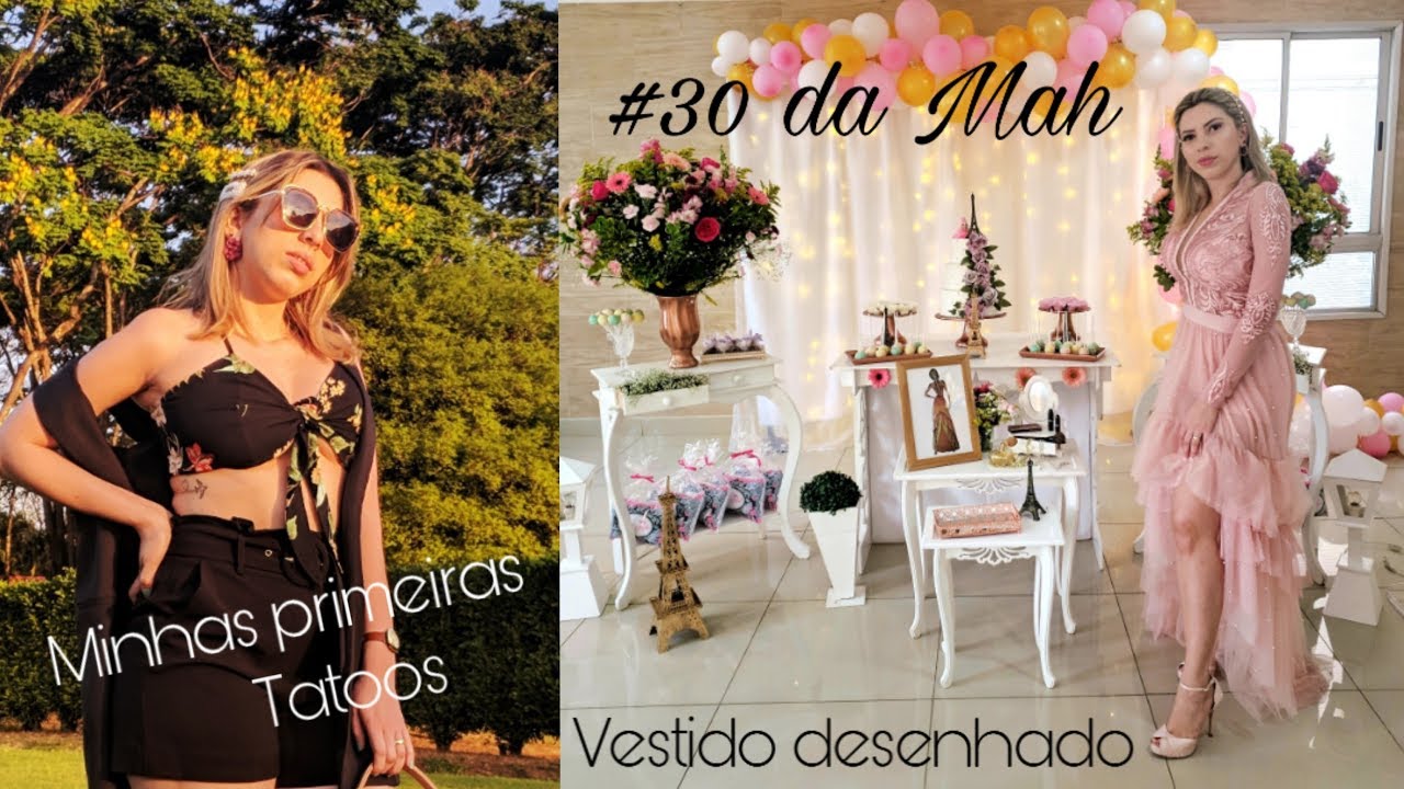 Meus 30 anos | Minhas primeiras tatoos antes dos 30 | Vestido desenhado