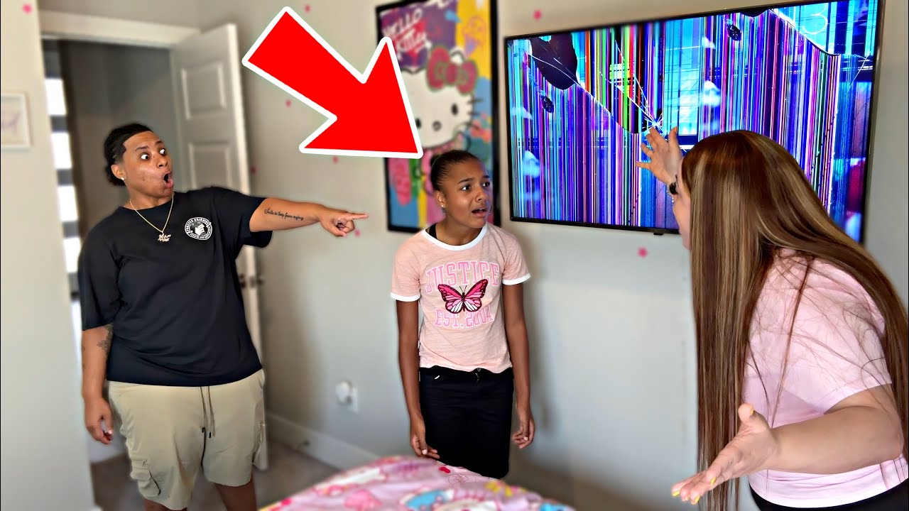 BREAKING MY STEP DAUGHTERS TV THEN BLAMING IT ON HER.. SHE CRIED