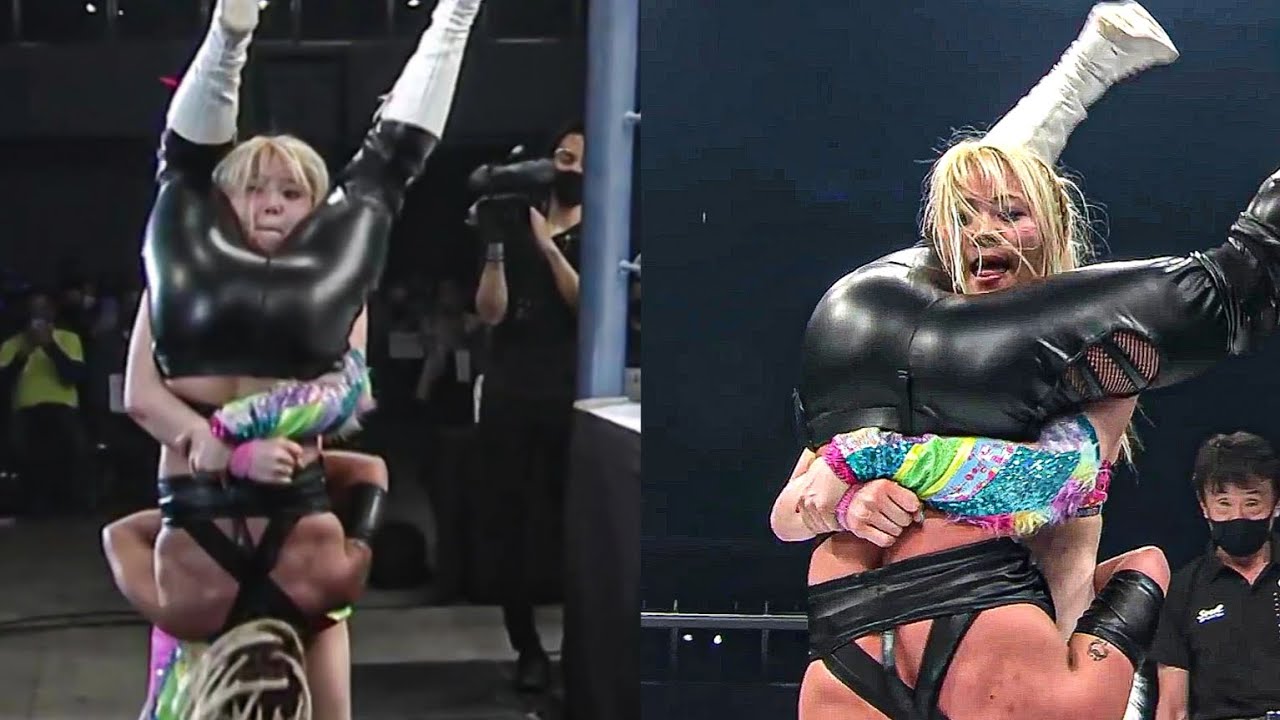 Mayu iwatani Tombstone piledrivers on Thekla  岩谷麻優がツームストーンパイルドライバーでテクラを破壊