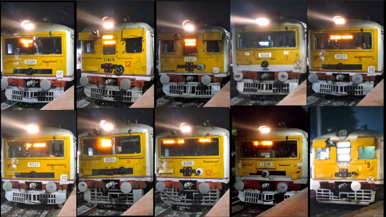[19 in 1] Amazing multicolored different model night EMU local trains at Palta Stn I Kolkata Trains