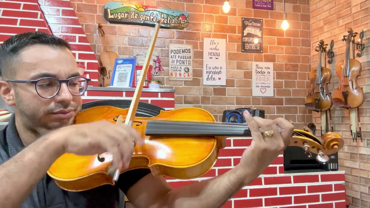 Viola de Arco 40 Eagle VA-180 Harmonizada/Sonorizada Verniz Goma Laca Corda Vision Top