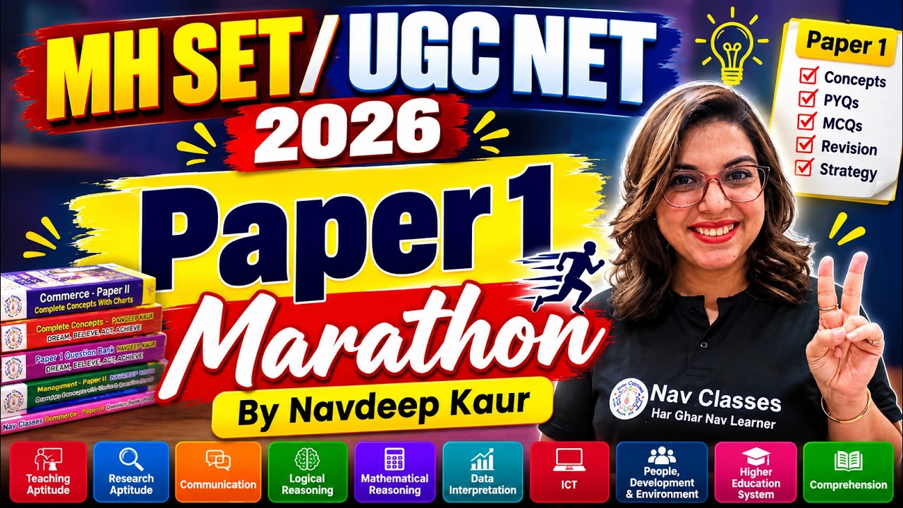 MH SET / UGC NET 2026 Paper 1 Marathon 🔥 Complete Revision by Navdeep Kaur | NET JRF Preparation