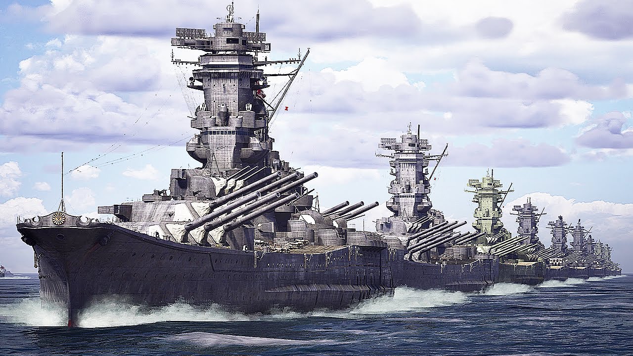 大和・改大和・超大和型戦艦による砲撃シーン