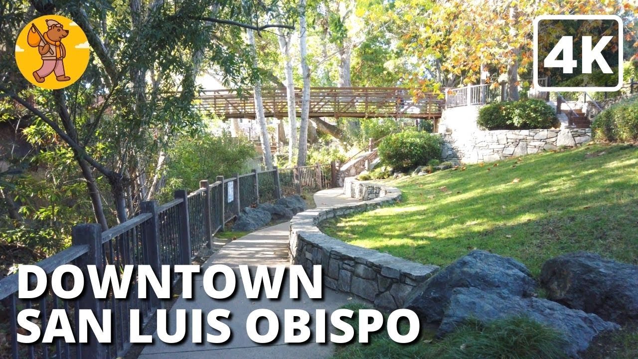4K Downtown San Luis Obispo Walking Tour | 🔊 Binaural Sound