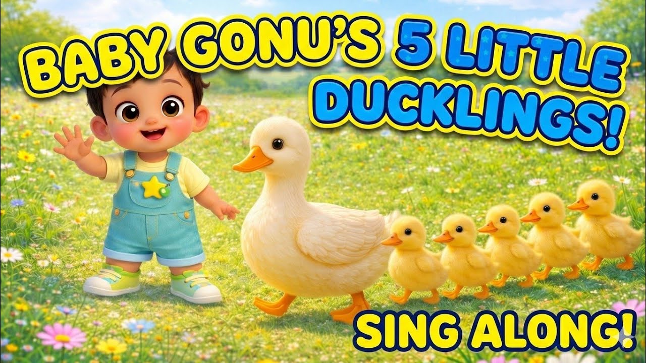 5 Little Ducks 🦆 | Baby Gonu Nursery Rhyme | Counting Song for Kids
