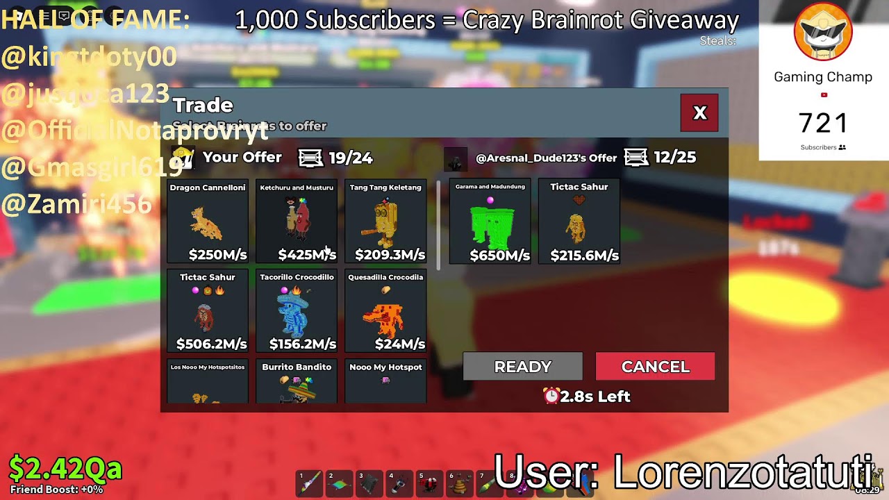 TRADING IN STEAL A BRAINROT LIVE 🔴