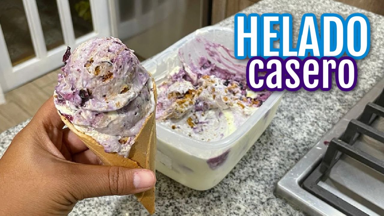 HELADO CASERO DE CHEESECAKE DE MORAS AZULES | ALE DE NAVA