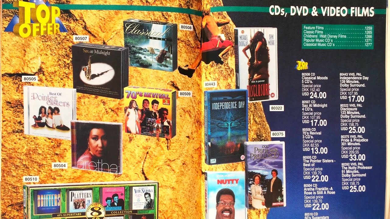 Catalog 1999 Video Cassette VHS Classic Movie 📼 Tape VCR, 💿CDs Popular Pop Music, Sony Car Speakers