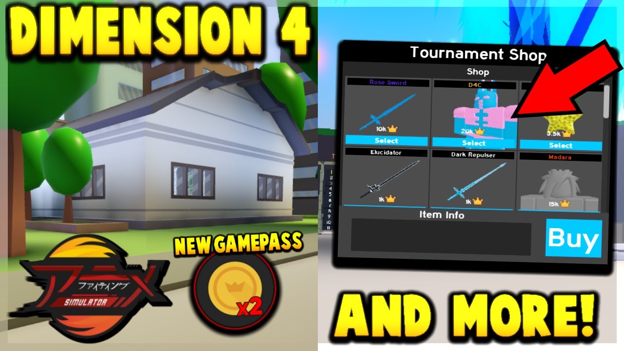 *NEW* DIMENSION 4,NEW TOURNAMENT, NEW 1 OC TRAINING AREAS & MORE! IN ANIME FIGHTING SIMULATOR ROBLOX