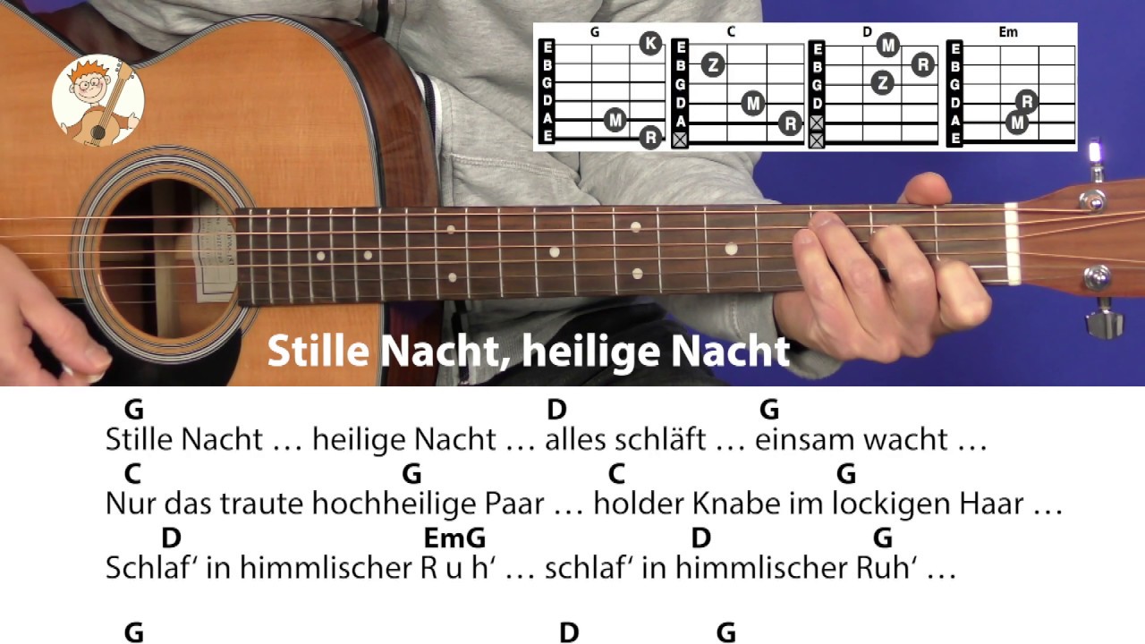 Stille Nacht, heilige Nacht, Weihnachtslied mit Akkorden & Text für Gitarre zum direkten Mitspielen!