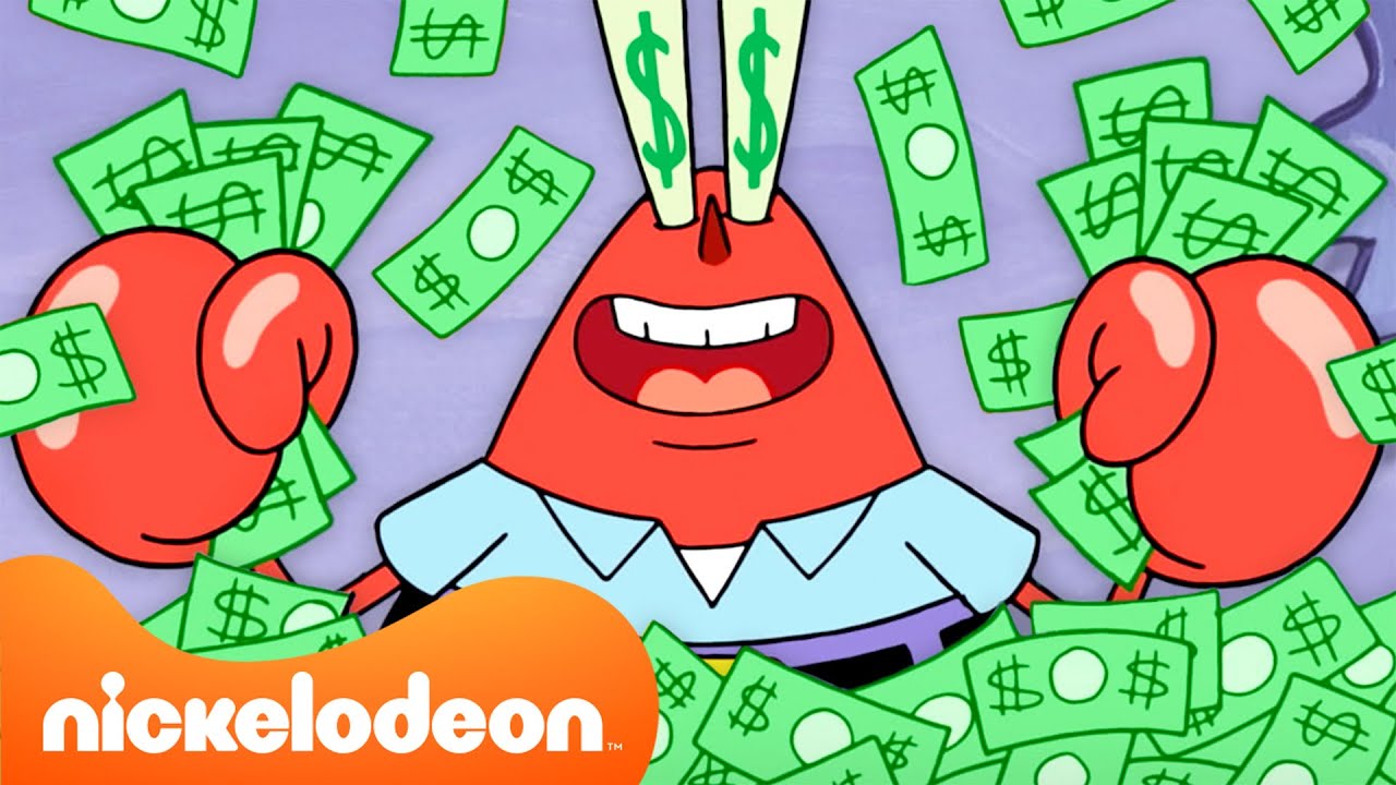 SpongeBob | Tn. Krabs BERGULING di Uang selama 60 Menit Penuh 💸  | Nickelodeon Bahasa