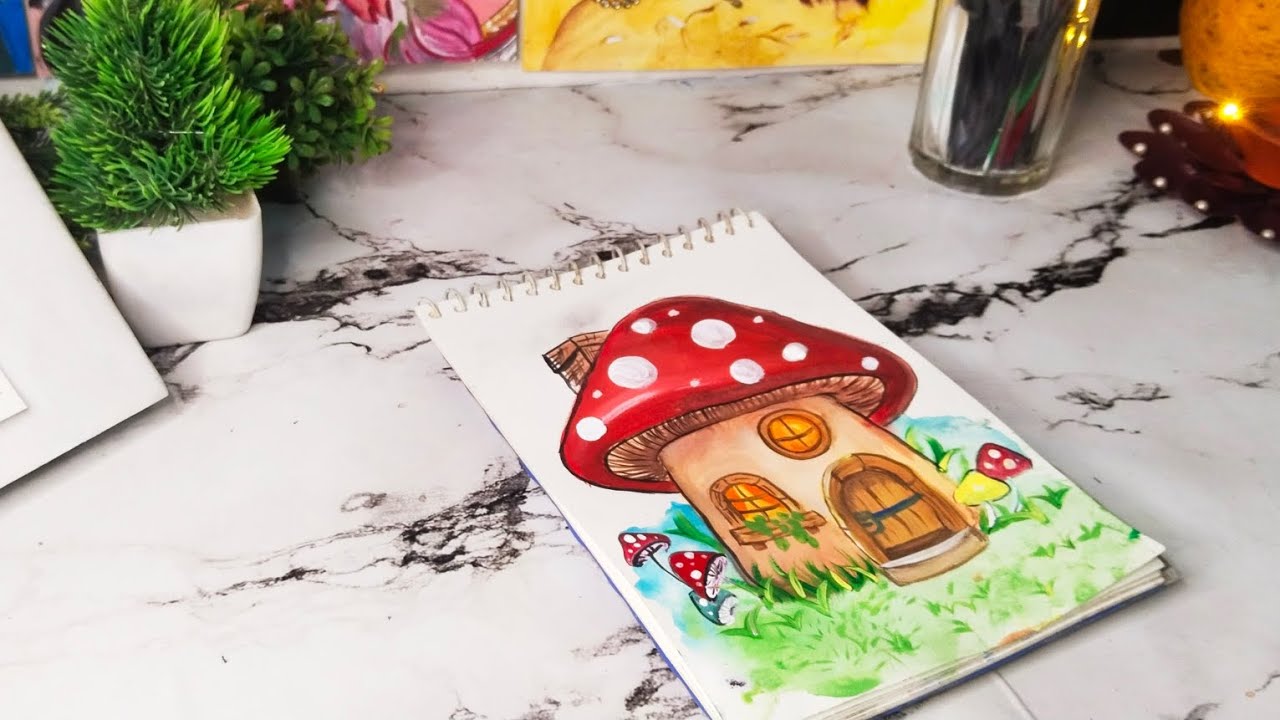 Cute Mushroom house drawing|🍄 Angel's art
