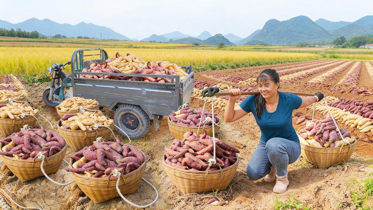 Timelapse – Harvest 1000+ Sweet Potatoes from Loose Soil Beds | Truck Transport Goes to Market