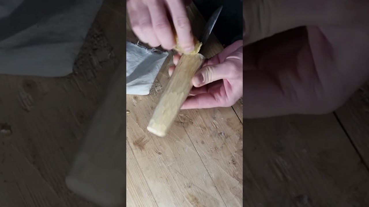 Beeswaxing a handle #shorts