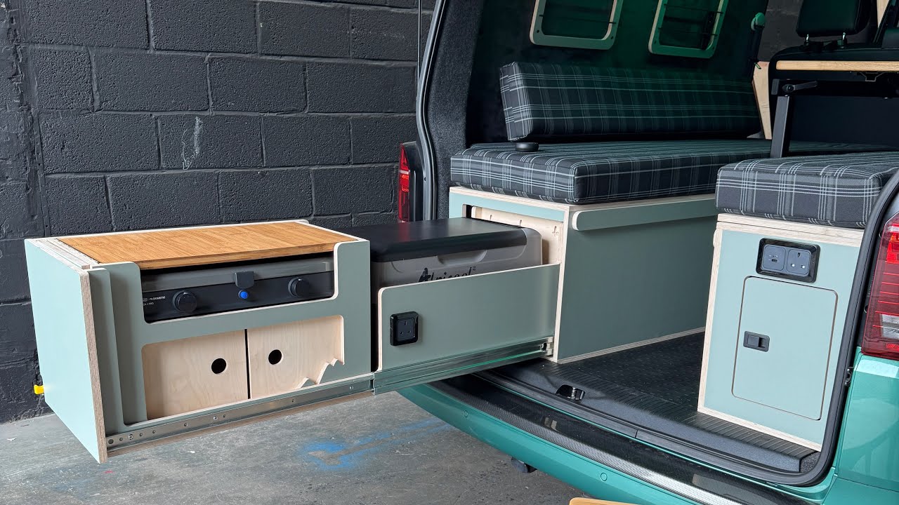 LWB VW T6.1 - Ultimate Kombi Campervan Setup - Pull out Kitchen Drawer