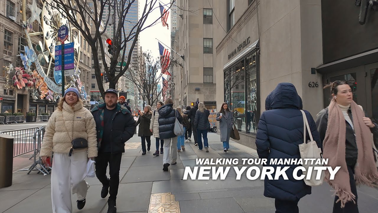 New York Manhattan Winter Walk, 7th Avenue, Columbus Circle, Greenwich Village, SoHo, Little Italy
