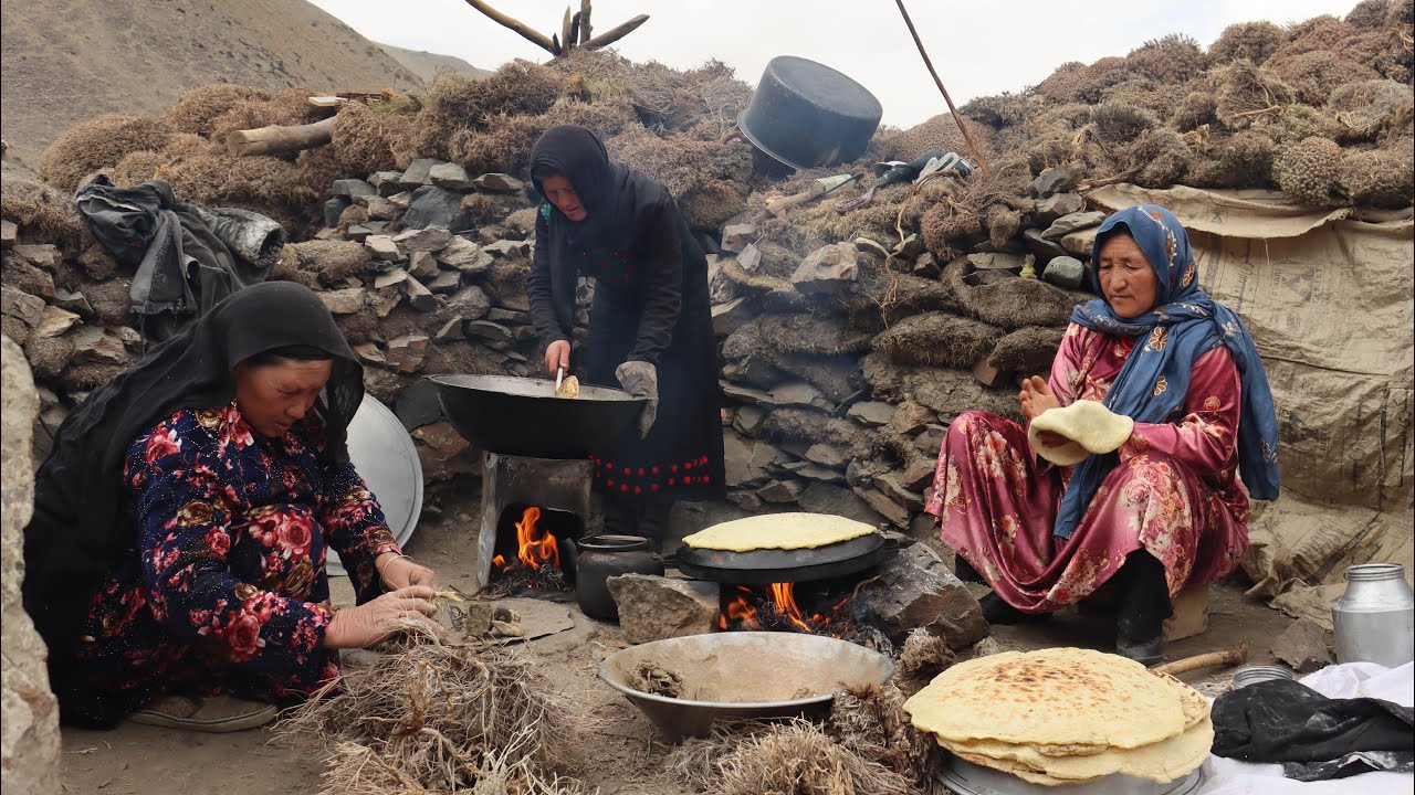 Organic Mountain Village Life in Afghanistan | Shepherd Mother Cooking Shepherd Food in the Village