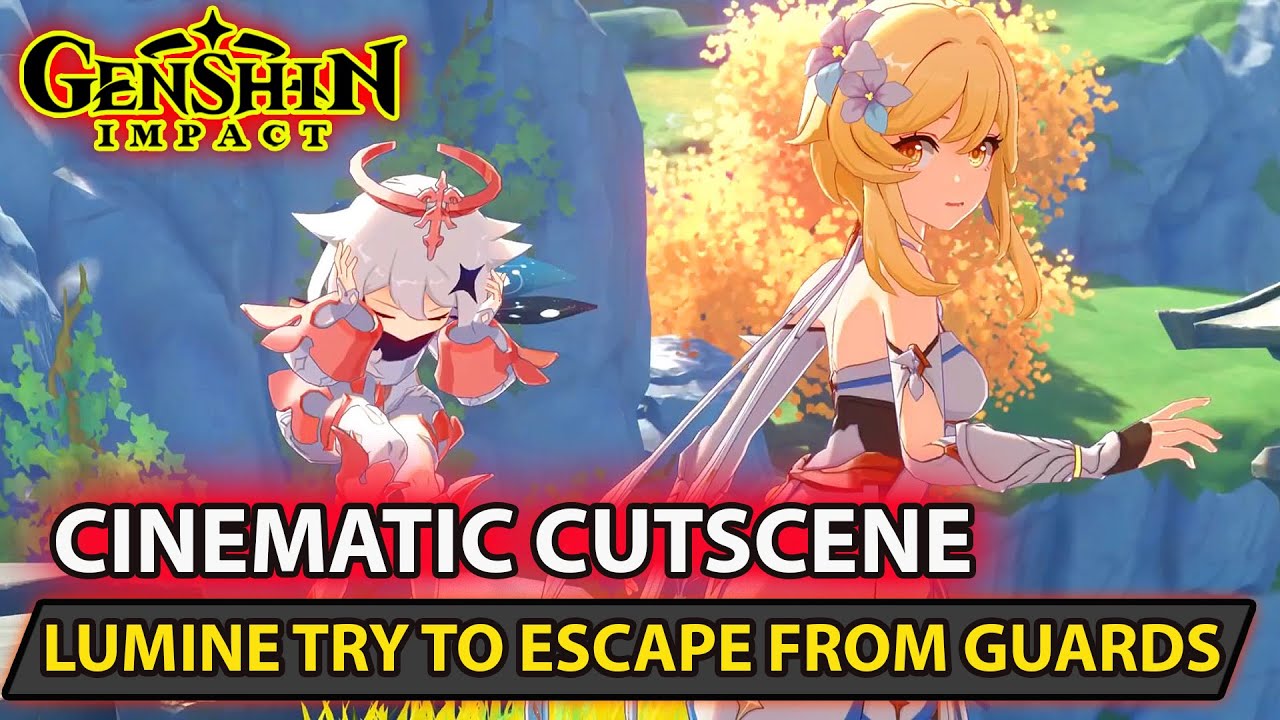 Lumine Try To Escape From Guards Cinematic Cutscene Genshin Impact Story