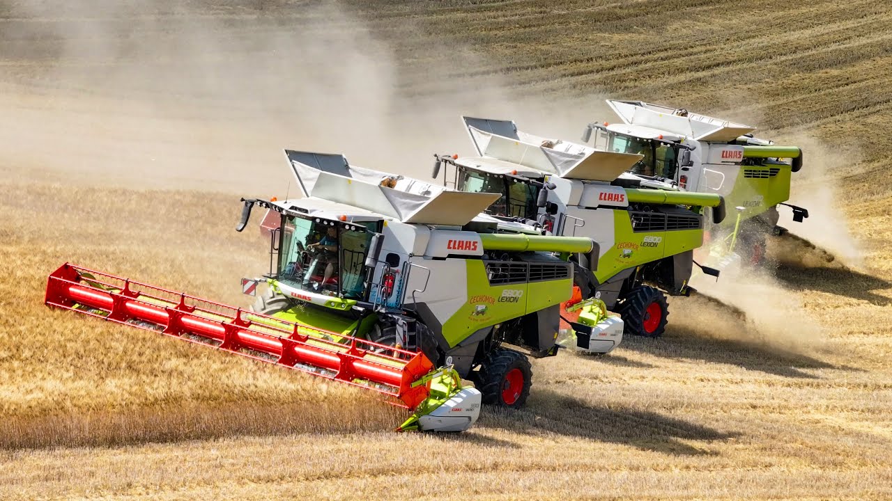 3x CLAAS LEXION Combine | Massey Ferguson 7624 & G&uuml;strower GTU 25 &ndash; Harvest in Slovakia