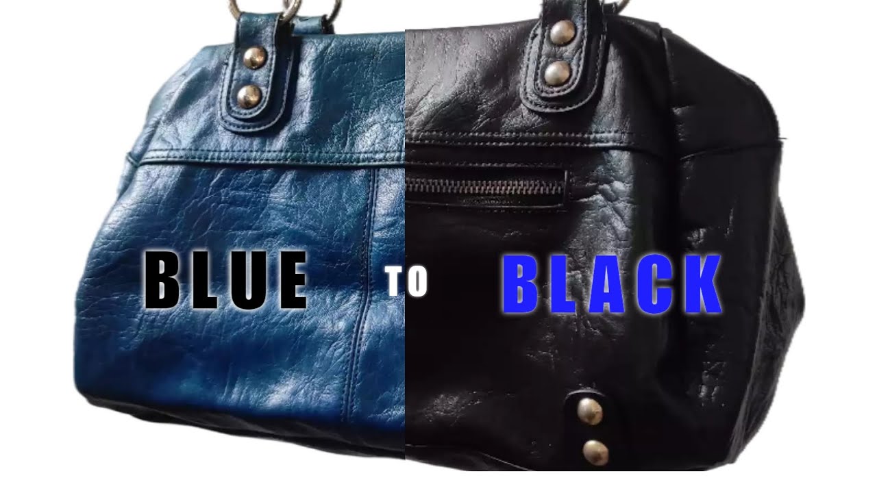 How to REPAINT/ CHANGE THE COLOR of your LEATHER BAG - Quick & Easy from Blue to Black