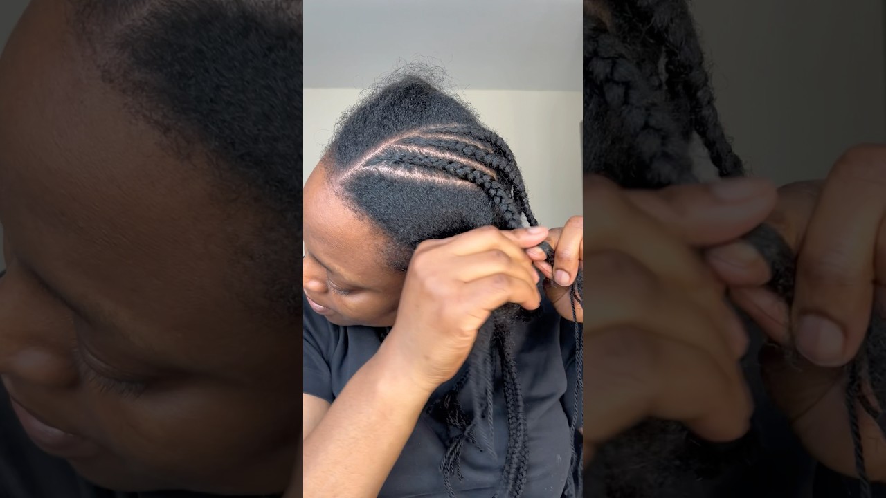 Fulani braids with wool! #fulanibraids #naturalhairstyle #summerhair  #woolyarn #braiding  #4chair