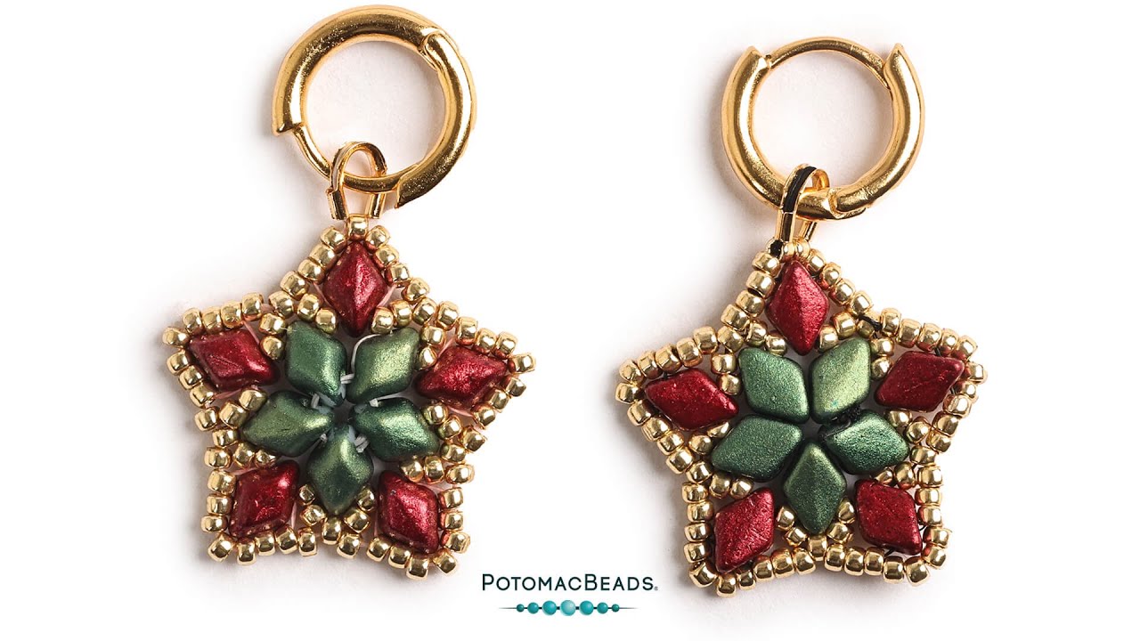 December Star Earrings - DIY Jewelry Making Tutorial by PotomacBeads