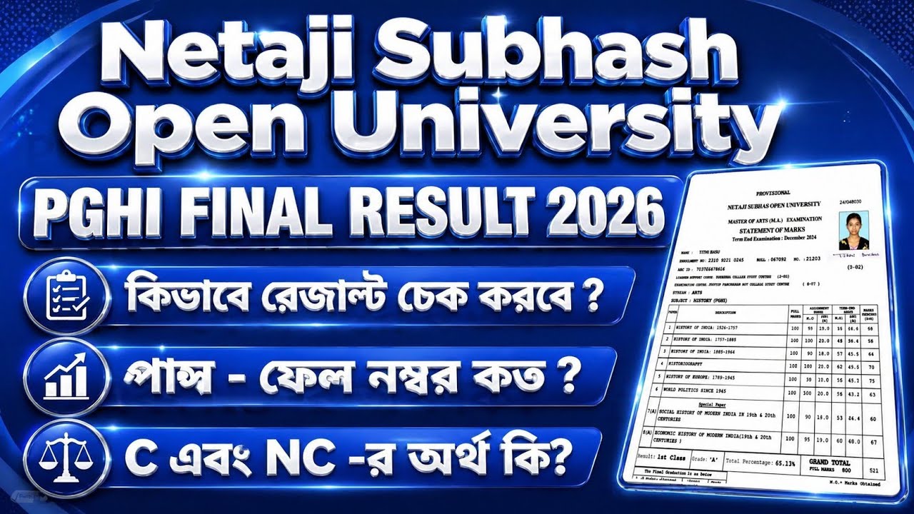 NSOU PG RESULT PUBLISHED 2026 | NSOU PG RESULT ONLINE CHECK 2026 | how to check nsou PG result 2026|