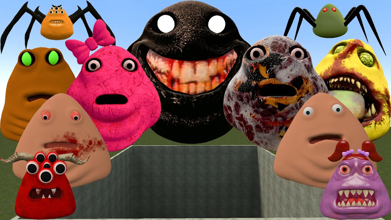 😱SPARTAN KICKING POU BOU FAMILY FROM BOU'S REVENGE Of POU and SPRUNKI POU in LAVA HOLE Garry's Mod!