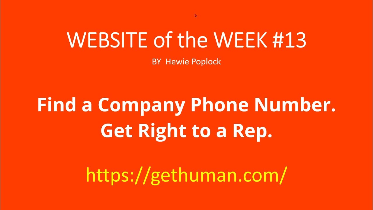 Website of the Week 13   Talk to a Human