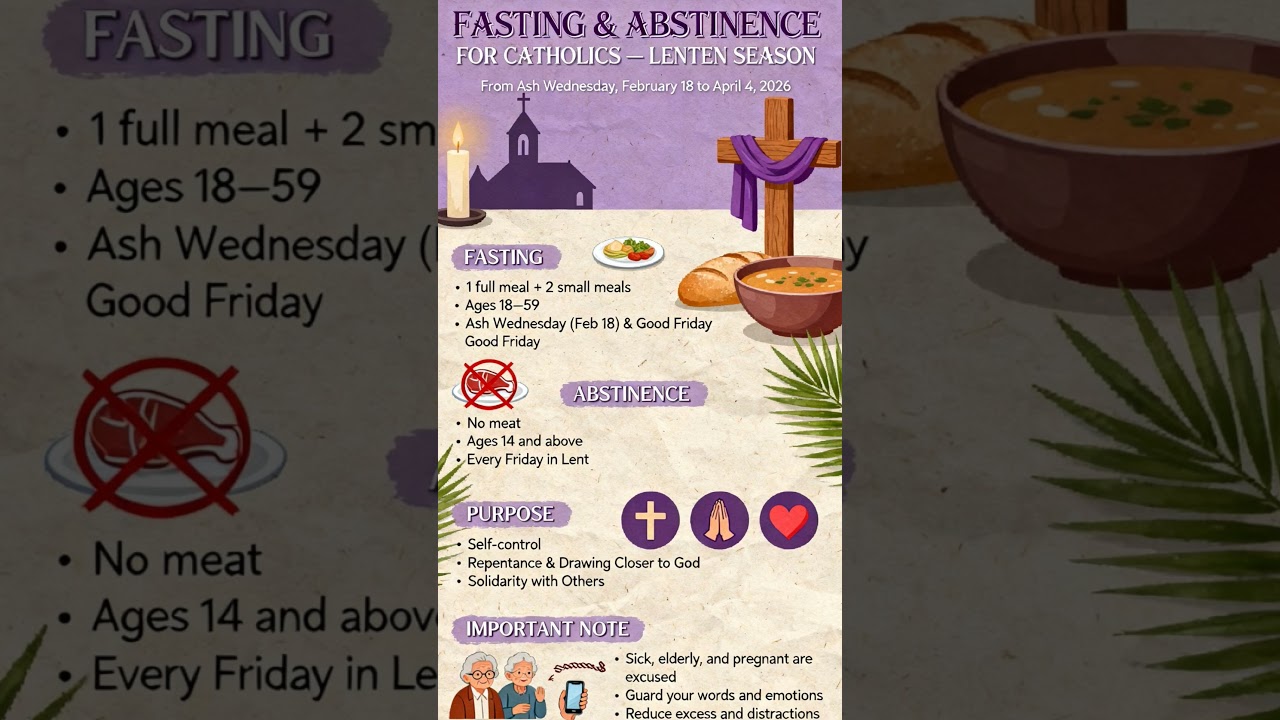 Catholic Fasting & Abstinence Rules for Lent 2026 | Ash Wednesday to Holy Saturday Guide