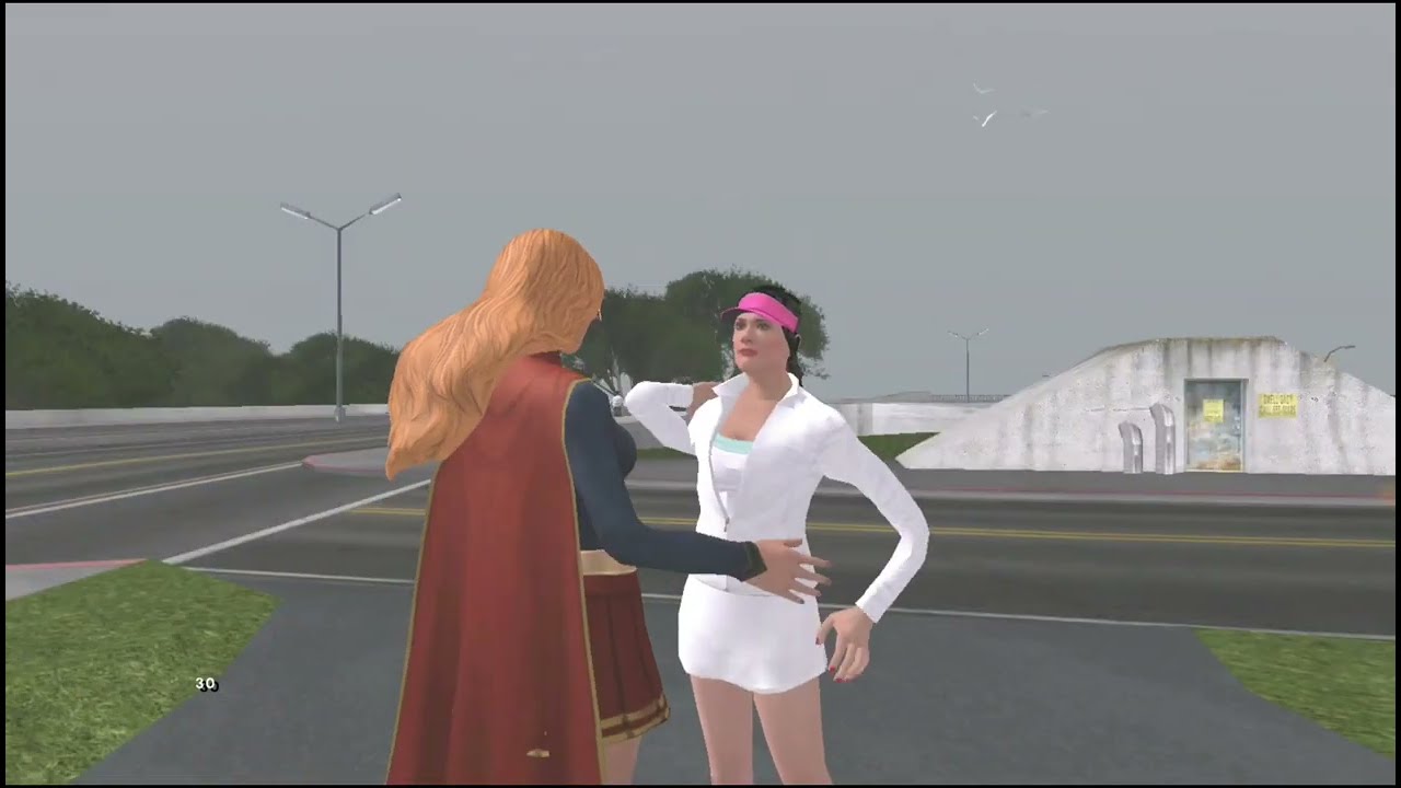 Hot coffee Supergirl and Amanda de Santa.