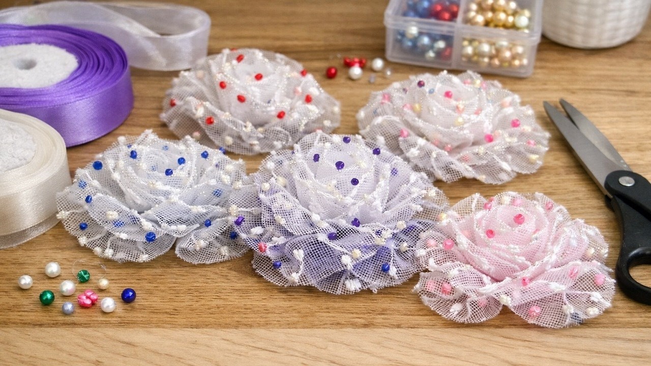 You Won’t Believe How Easy This Tulle Flower Is! ✨ DIY Beaded Rose
