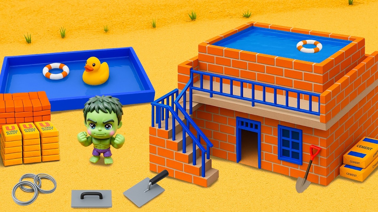 DIY Construction Science Project - Build a Modern Brick House with Rooftop Water Tank Using Cement