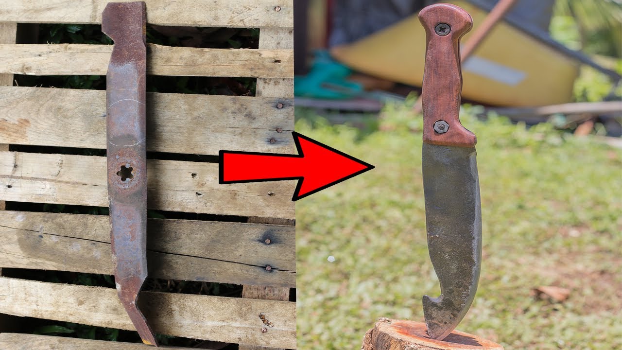 Making A Knife Out Of A Mower Blade With Backyard Materials And Tools