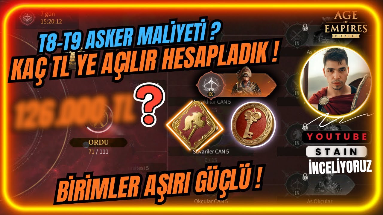 T8-T9 A&ccedil;ma maliyeti ve g&uuml;&ccedil; incelemesi ! | Age Of Empires Mobile 🥷🏻