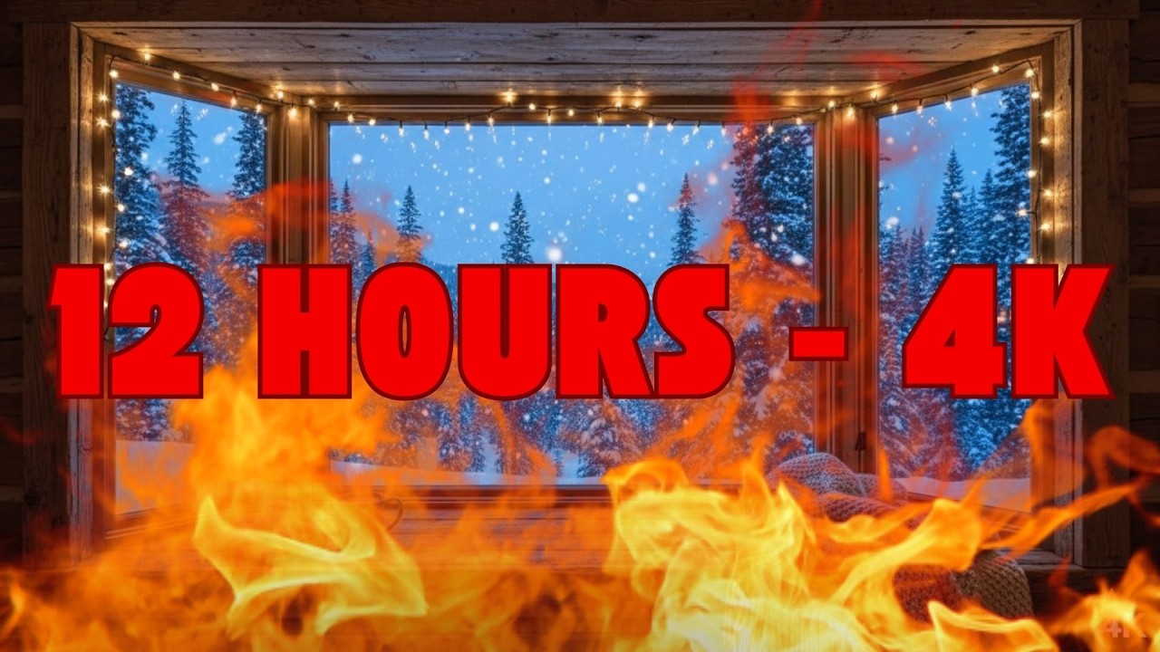 Cozy Fireplace Ambience ❄️ Snowy Mountain Cabin | Relax, Sleep, Focus 12 Hours