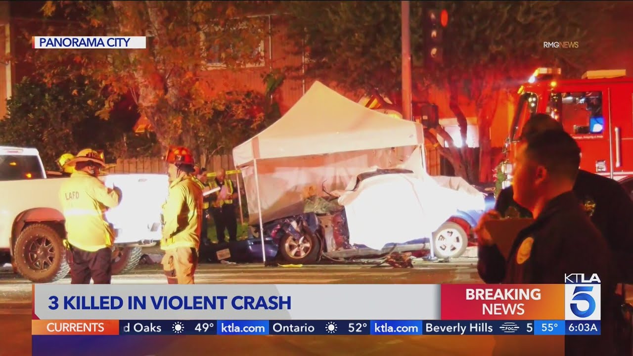 3 dead in violent Panorama City crash involving driver who ran red light, LAPD says