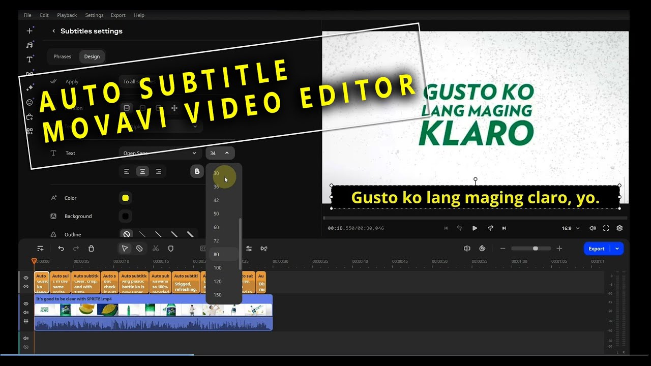auto subtitle with Movavi video editor 2025