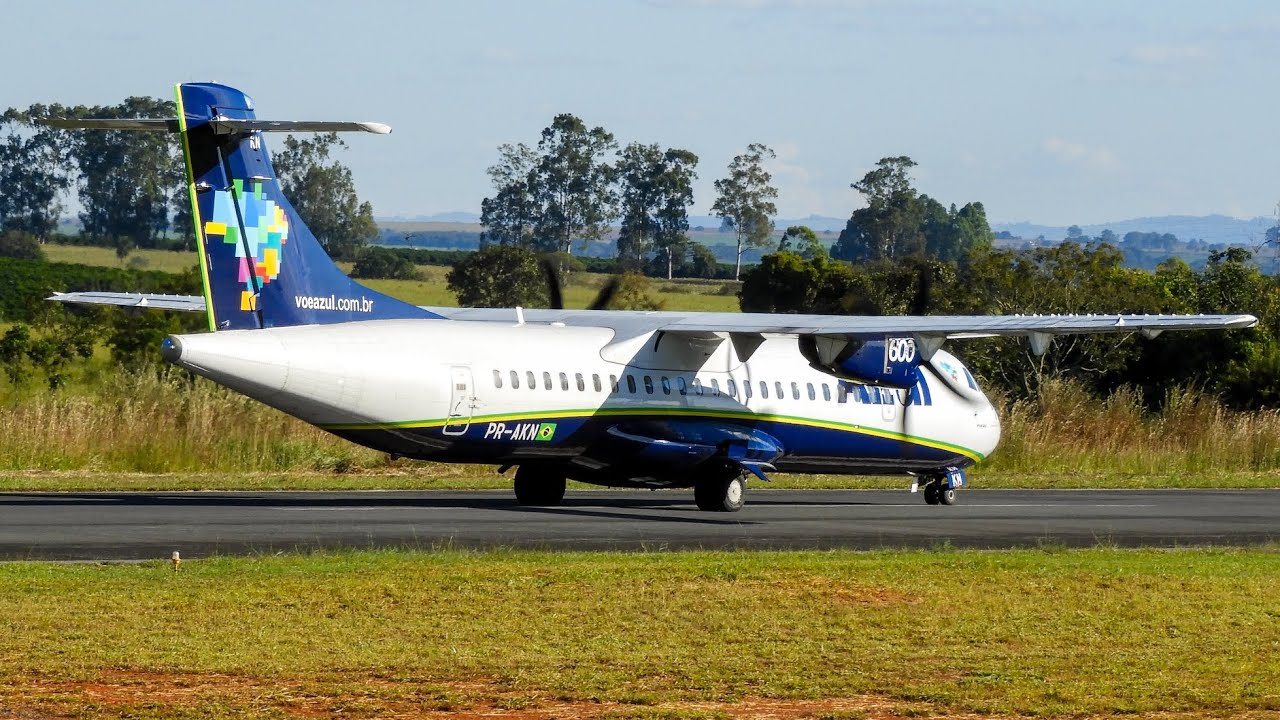 Pouso e decolagem do ATR 72-600 da Azul // PR-AKN no Aeroporto de Patos de Minas - SNPD