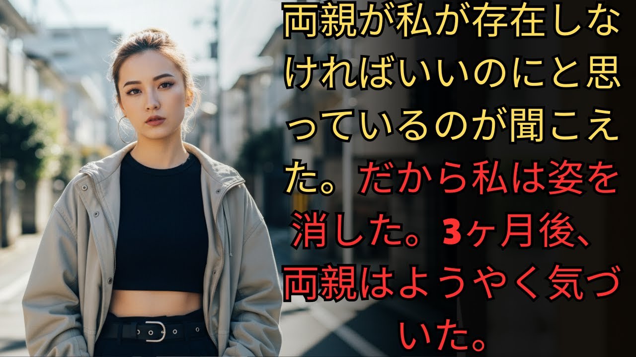 両親が私が存在しなければいいのにと思っているのが聞こえた。だから私は姿を消した。3ヶ月後、両親はようやく気づいた。