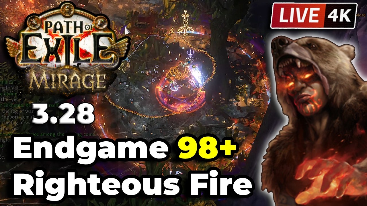 🔴LIVE - Righteous Fire Chieftain ENDGAME 98+  - Path of Exile Mirage 3.28