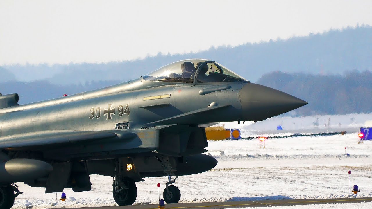 Eurofighter im Schnee TLG 74 Fliegerhorst Neuburg 2021 Taxiing / Takeoff / Landungen  Teil1/2
