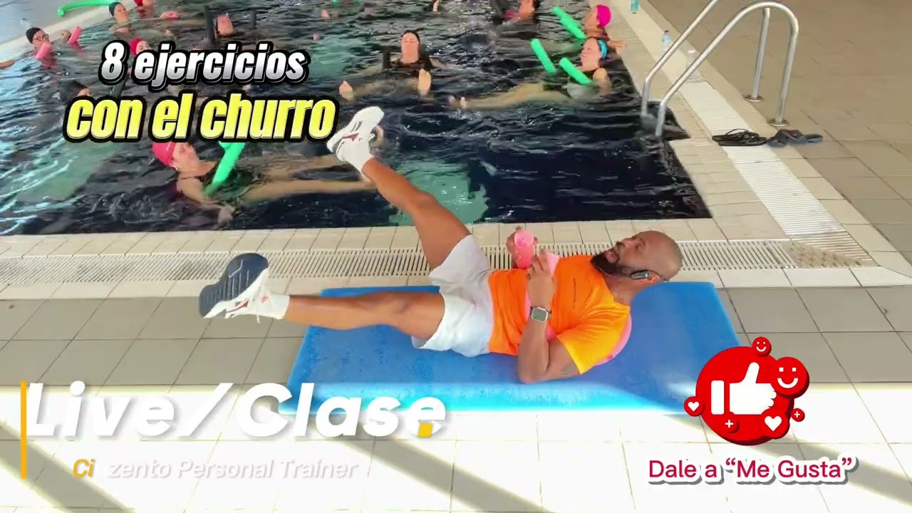 AQUAFITNESS, AQUAGYM E HIDROGINASTICA: 8 ejercicios, en suspensión, con los churros