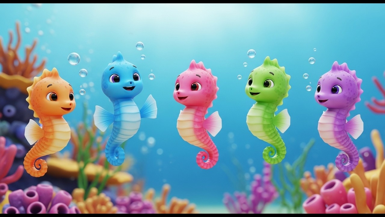 Five Little Seahorses Glide Glide Glide | Underwater Counting Song & Ocean Rhymes