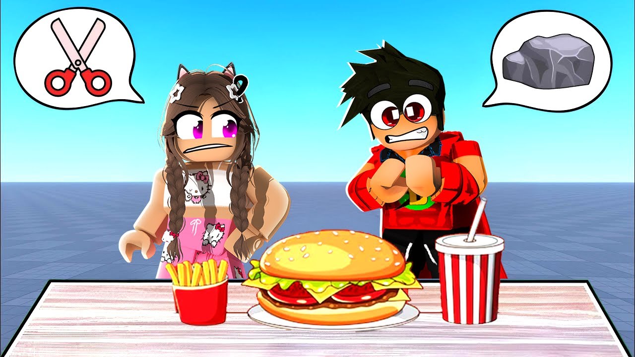 AYBÜKE İLE TAŞ KAĞIT MAKAS OYNADIK VE KAZANAN HAMBURGERİ YEDİ 😂 ROBLOX