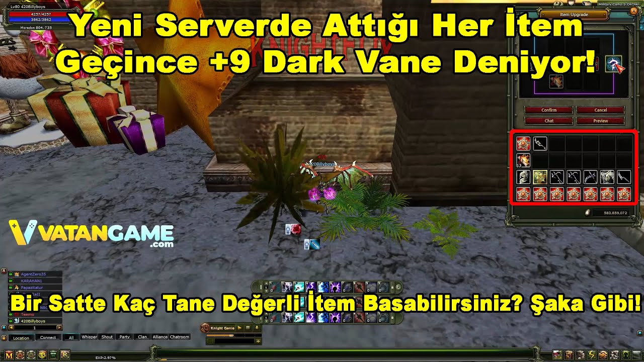 420BILLYBOYS - Yeni Serverde Attığı Her İtem Geçince +9 Dark Vane Deniyor! | Knight Online